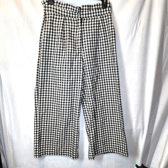 Zara Pants - Zara checkered wide leg cropped pants